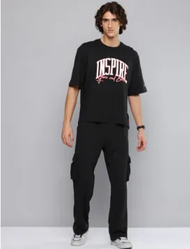 Men Loose Fit Typography Printed Pure Cotton Co-Ords